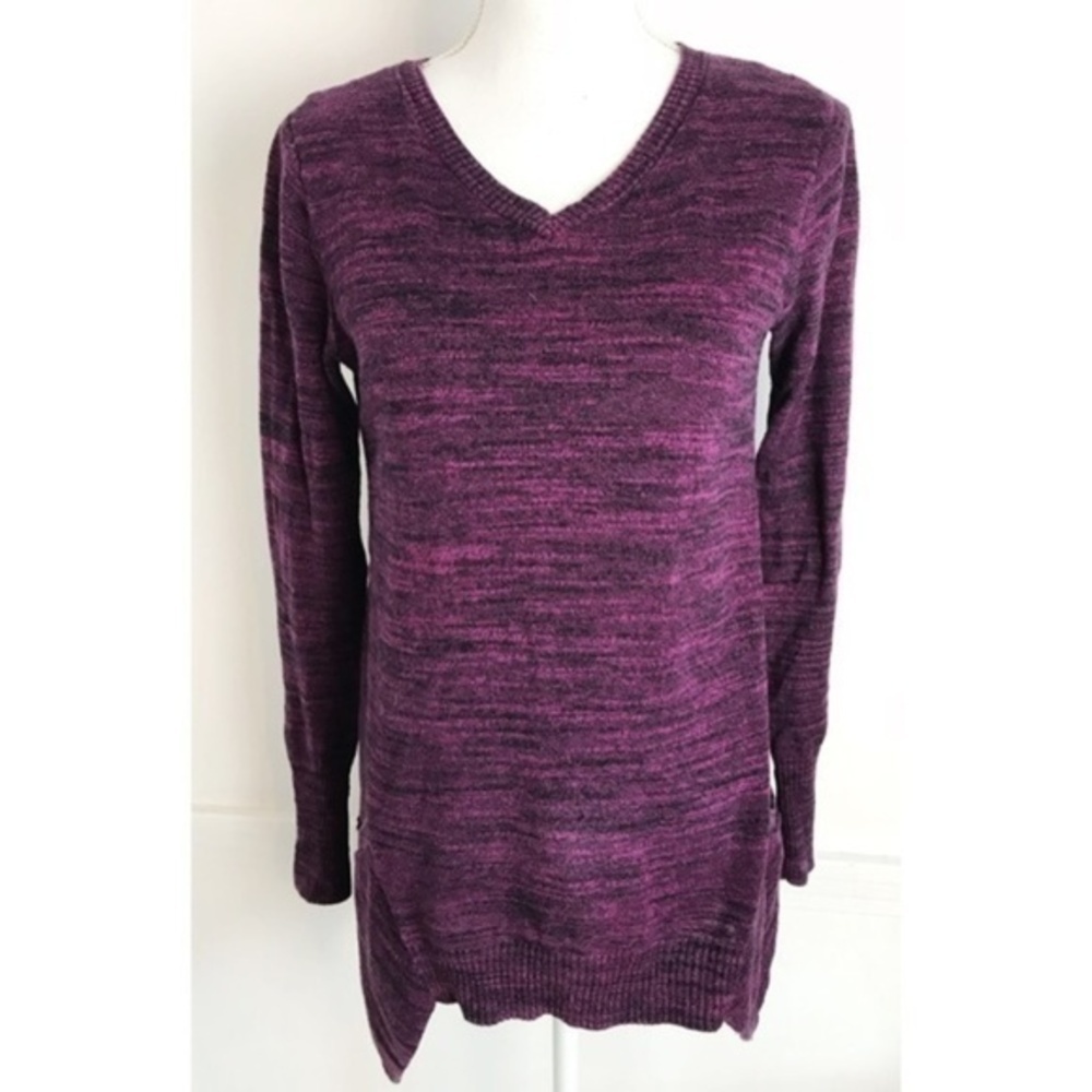 LOGO Lori Goldstein • Purple Marled Pocket Sweater